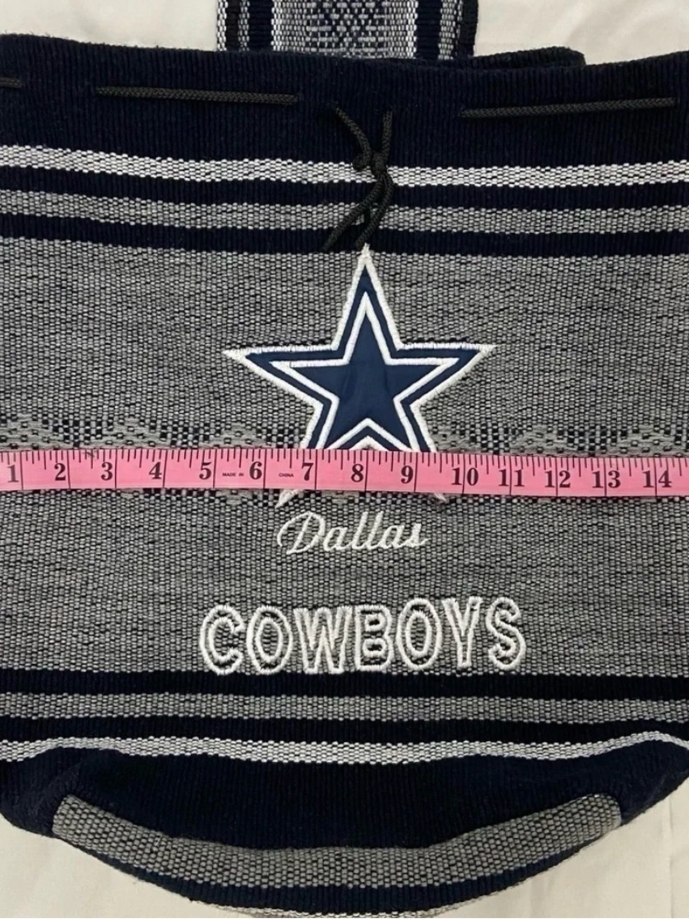 NFL Dallas Cowboys Knit Drawstring Backpack in Gray and Navy - Picture 3 of 6
